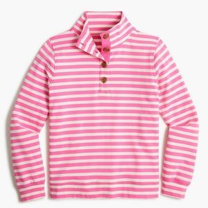 NWT J.Crew Pink White Striped Long Sleeve Button Front Sweatshirt sz M